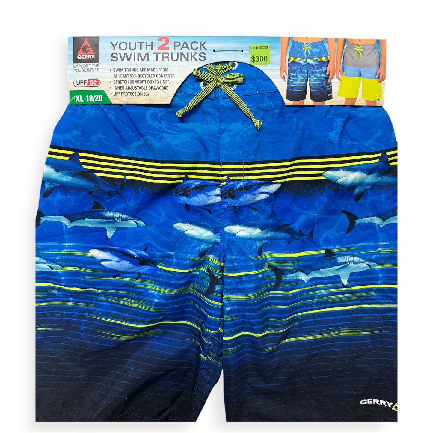 🩳 Gerry Traje de Baño para Niño Pack de 2 Shorts, Protección Solar UPF 50+, Talla M