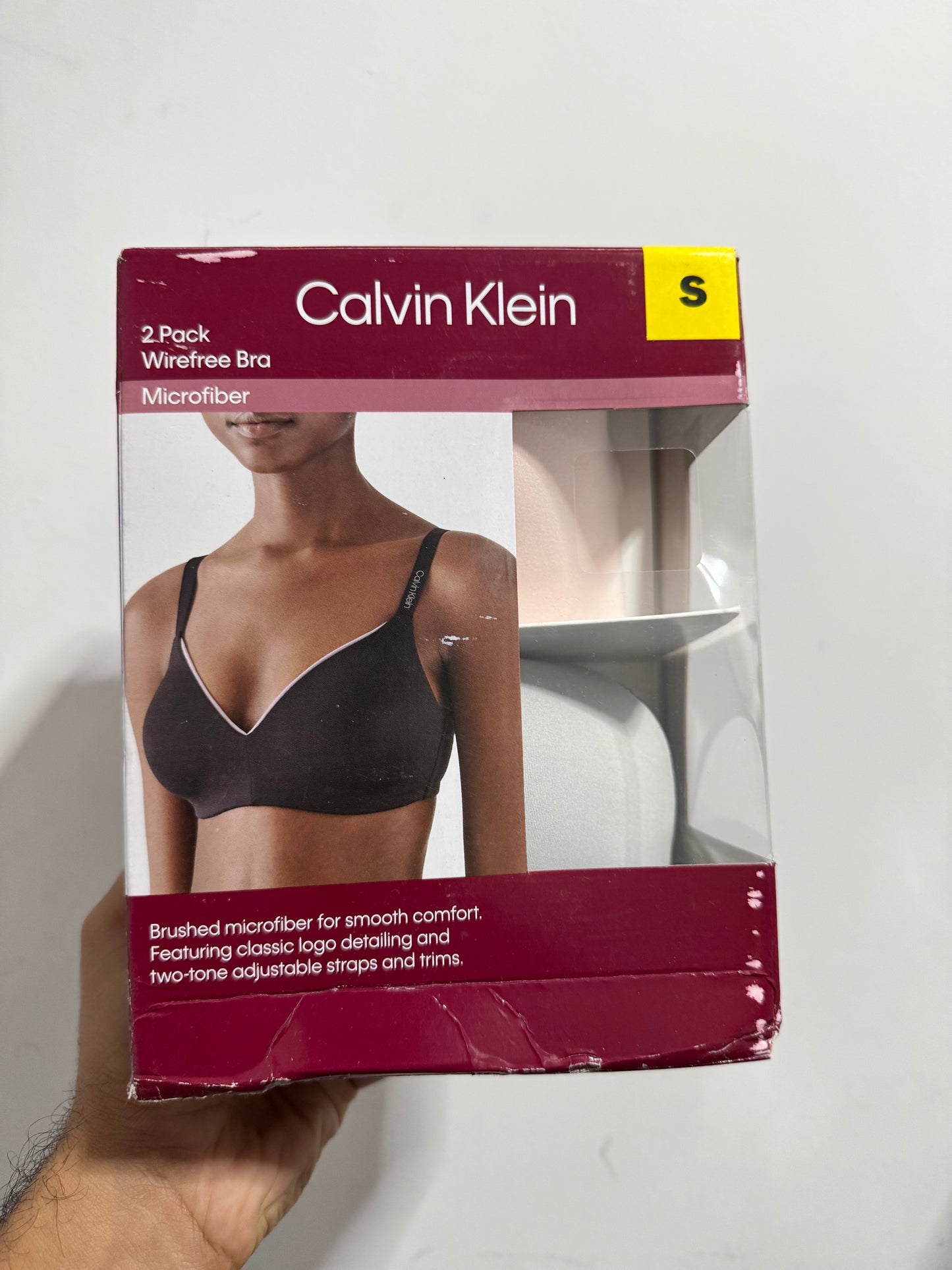 Calvin Klein Paquete de 2 bra de microfibra sin aros Talla S (nude+gris)