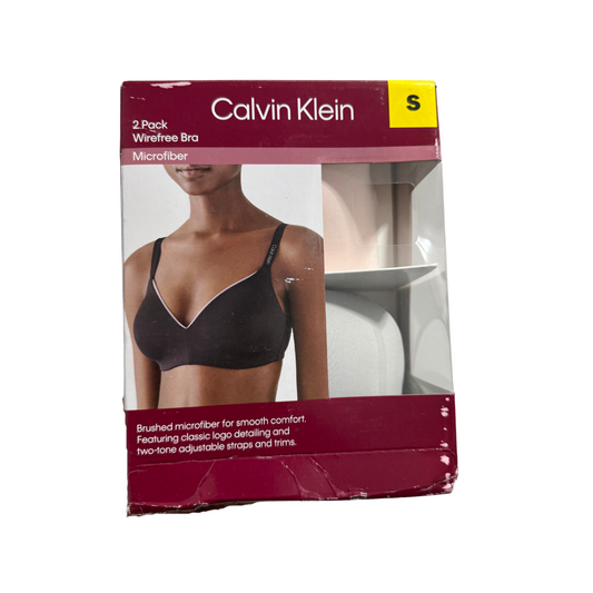 Calvin Klein Paquete de 2 bra de microfibra sin aros  Talla S (nude+gris)